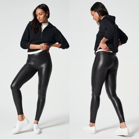 SPANX Black Faux Leather Leggings - Picture 2 of 11